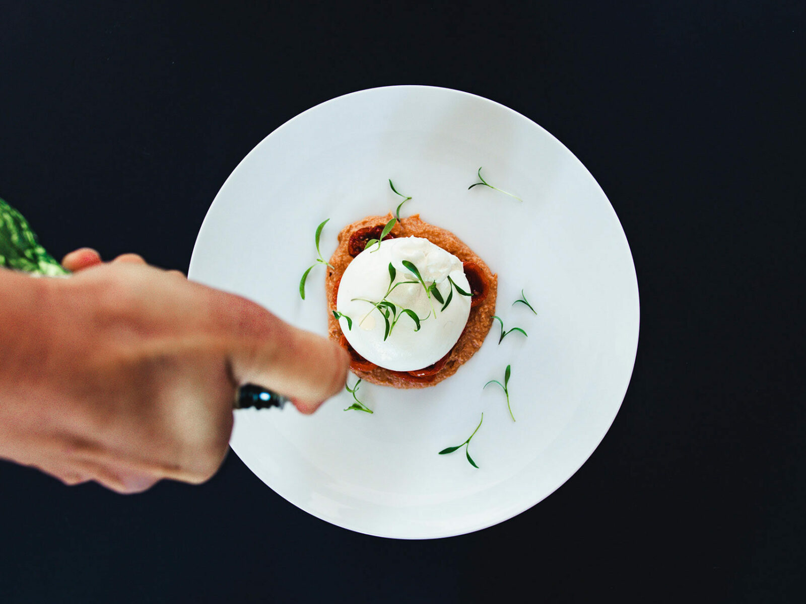 Fine Dish with Chef's Hand