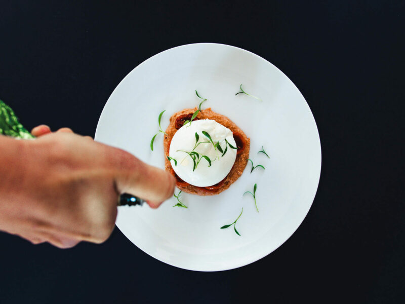 Fine Dish with Chef's Hand